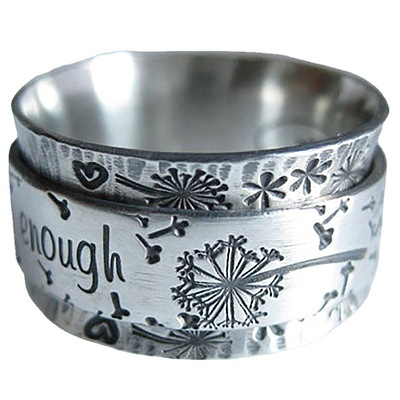 Dandelion with Word Pattern Alloy Finger Rings FS-WG2A4E2-01-1