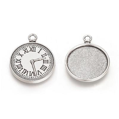 Vintage Tibetan Style Alloy Clock Pendant Cabochon Settings TIBEP-O006-20AS-1