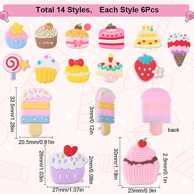 84pcs 14 style PVC Plastic Cabochons KY-SC0001-76-1