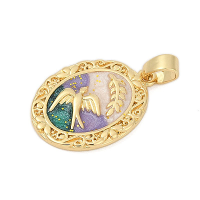 Brass Enamel Pendants KK-U068-04G-01-1