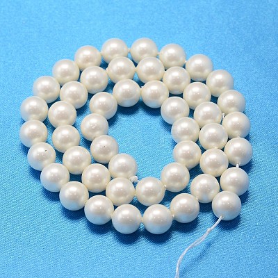 Round Shell Pearl Bead Strands X-BSHE-L011-8mm-A013A-1