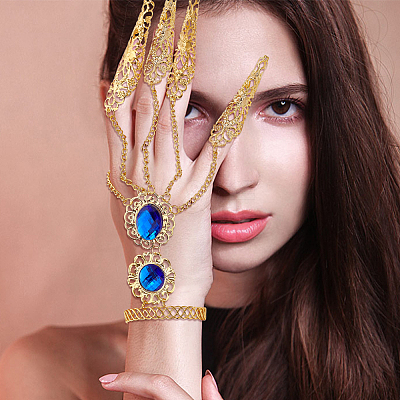 4pcs 2 Colors Acrylic Oval Full Hand Ring Bracelet BJEW-AN0001-23-1