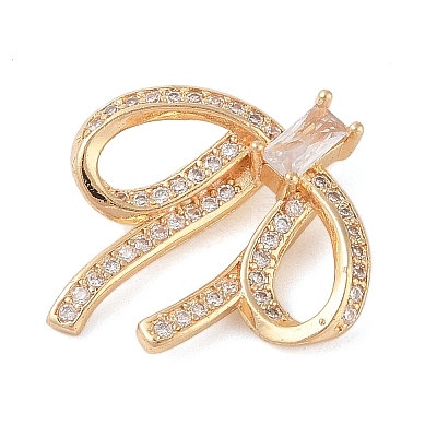 Brass Micro Pave Clear Cubic Zirconia Pendants KK-N256-18G-1