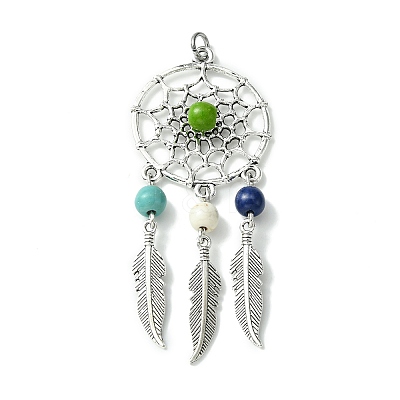 2Pcs 2 Styles Synthetic Turquoise Dyed Big Pendants PALLOY-JF02309-02A-1