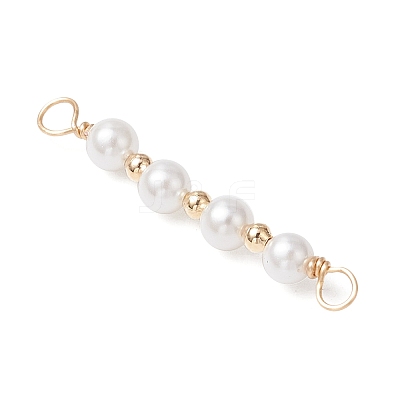 Round Shell Pearl Beaded Connector Charms PALLOY-JF03704-1