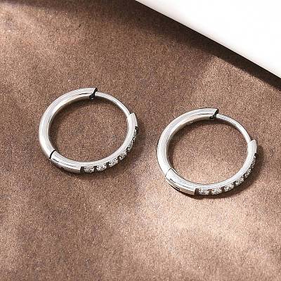 304 Stainless Steel Clear Cubic Zirconia Hoop Earrings EJEW-L307-05P-1