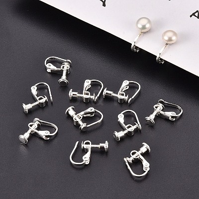 Brass Screw On Clip-on Earring Findings X-KK-L164-02S-1