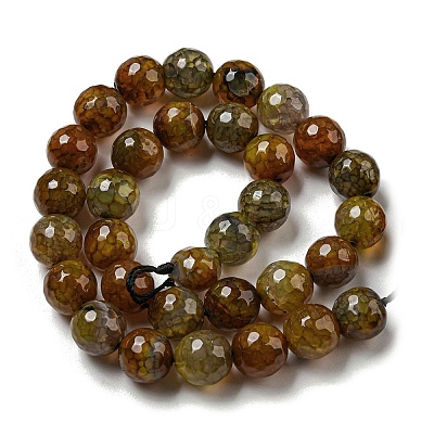 Faceted Natural Dragon Veins Agate Beads Strands G-F447-12mm-L09-1