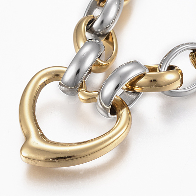 Two Tone 201 Stainless Link Steel Bracelets BJEW-F292-06GP-1
