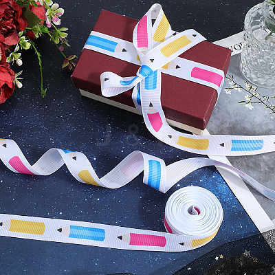 School Season Theme Polyester Printed Grosgrain Ribbon OCOR-WH20006-20A-1