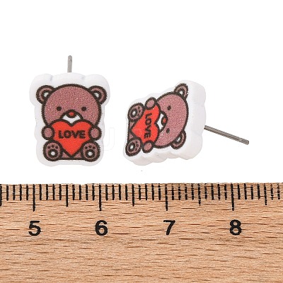Wood Stud Earrings EJEW-M063-01G-1