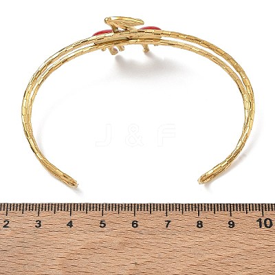 304 Stainless Steel Enamel Red Cherry Open Cuff Bangles for Women SA-CBA0444-02G-1