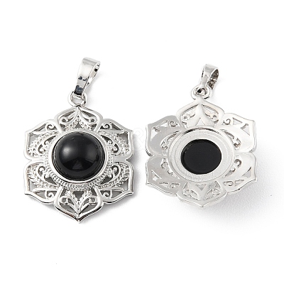 Natural Obsidian Pendants X-G-P498-02P-02-1