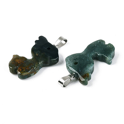 Natural Indian Agate Pendants G-T144-11J-1