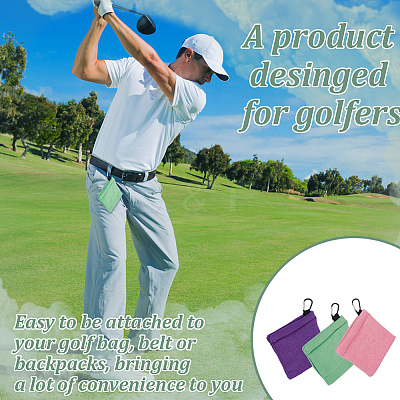 3Pcs 3 Colors Polyester Fibre Golf Wipe Towel AJEW-OC0005-36B-1