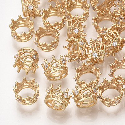 Brass with Cubic Zirconia European Beads X-KK-T035-122-G-1