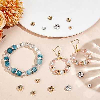 120Pcs 6 Styles Brass Rhinestone Spacer Beads KK-BBC0016-02-1