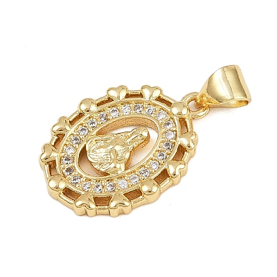 Brass Micro Pave Cubic Zirconia Pendants KK-P323-11C-G02-1
