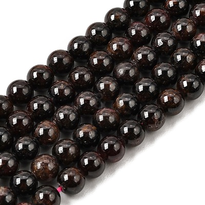 Natural Garnet Gemstone Bead Strands G-R263-10mm-1