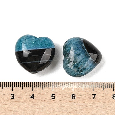 Natural Agate(Dyed & Heated) Heart Palm Stone G-Q021-04B-1