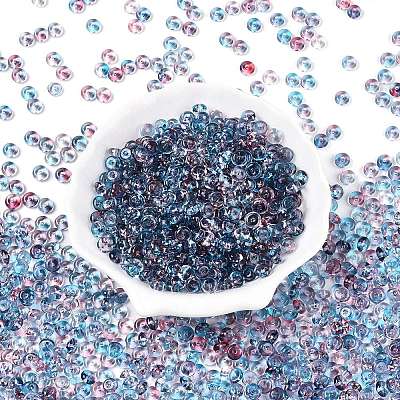Spray Painted Transparent Glass Seed Beads SEED-T007-05F-1