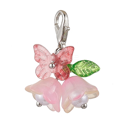 6Pcs Flower Glass Pendant Decorations HJEW-JM02791-1