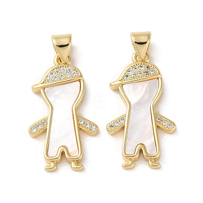 Brass Micro Pave Clear Cubic Zirconia Pendants KK-B083-28B-G-1