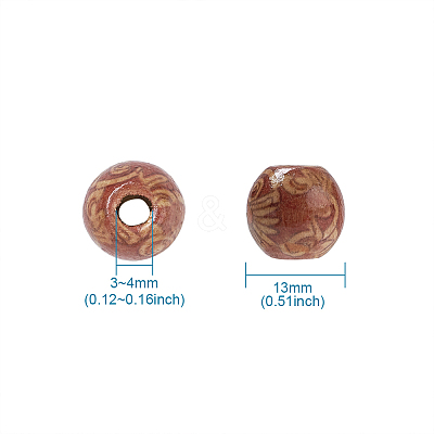 Printed Natural Wood Beads WOOD-TA0001-15-1