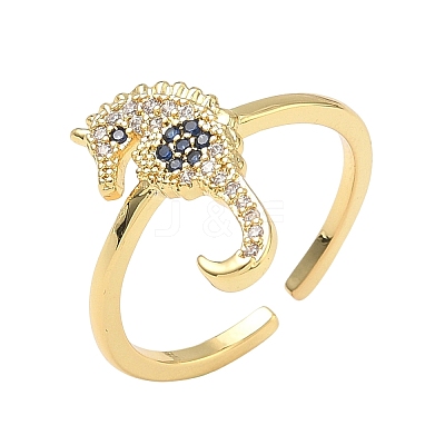 304 Stainless Steel Cubic Zirconia Cuff Open Rings for Women RJEW-Z122-02G-01-1