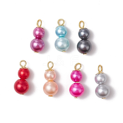 7Pcs Spray Painted ABS Plastic Imitation Pearl Pendants PALLOY-JF03545-02-S-1