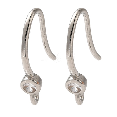 Rack Plating Brass Micro Pave Clear Cubic Zirconia Earring Hooks KK-A231-09P-1