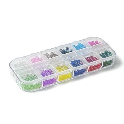 12 Colors Transparent Baking Paint Crackle Glass Beads CCG-FS0001-02B-1