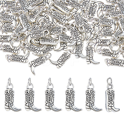 50Pcs Alloy Cowboy Boot Pendants PALLOY-FH00191-1