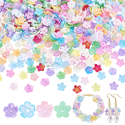 250Pcs 4Styles Acrylic Bead Caps OACR-GA0001-33-1