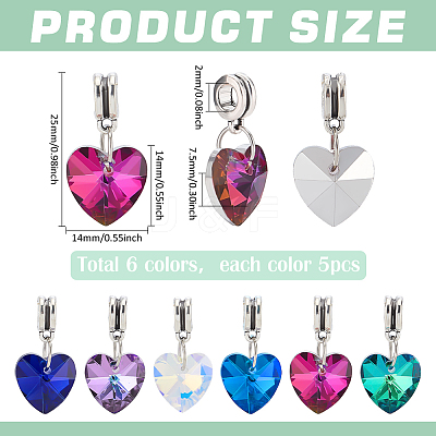 30Pcs 6 Colors Glass European Dangle Charms PALLOY-PH01825-1