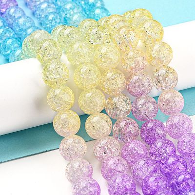 Spray Painted Crackle Glass Beads Strands DGLA-C002-10mm-07-1