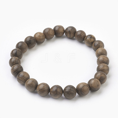 Natural Dyed Sandalwood Beads Stretch Bracelets BJEW-JB03843-01-1