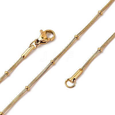 1.2MM 304 Stainless Steel Rondelle Bead Round Snake Chain Necklaces NJEW-K291-03G-1