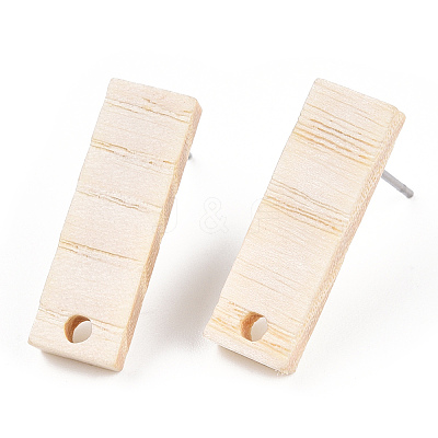 Ash Wood Stud Earring Findings EJEW-N017-011U-1