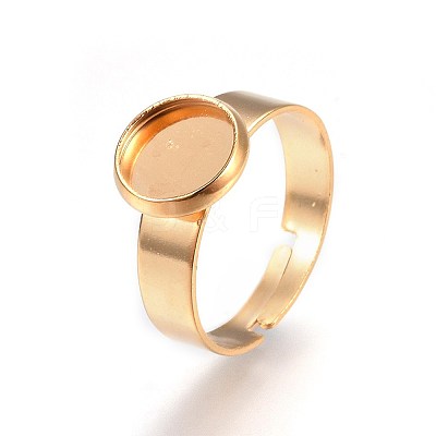 Ion Plating(IP) Adjustable 201 Stainless Steel Finger Rings Components X-STAS-G187-01G-8mm-1
