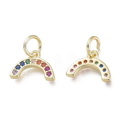 Brass Micro Pave Clear Cubic Zirconia Pendants X-KK-P188-O01-G-1
