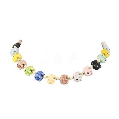 Handmade Porcelain Elephant Bead Necklaces NJEW-JN06672-1