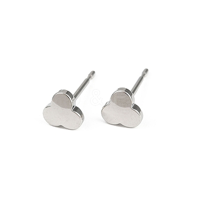 Brass Clover Stud Earrings for Women EJEW-G441-06D-P-1