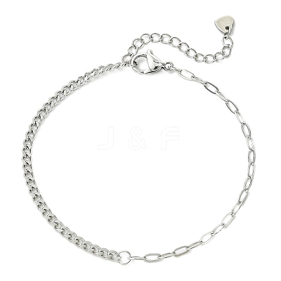 304 Stainless Steel Curb Chain & Paperclip Chain Bracelets BJEW-JB14161-02-1