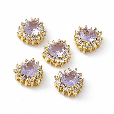 Rack Plating Brass Micro Pave Cubic Zirconia Beads KK-C007-12G-01-1