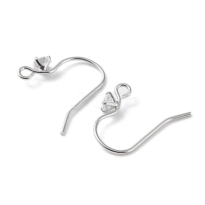 Rhodium Plated 925 Sterling Silver with Clear Cubic Zirconia Earring Hooks LS-STER-G036-16P-1