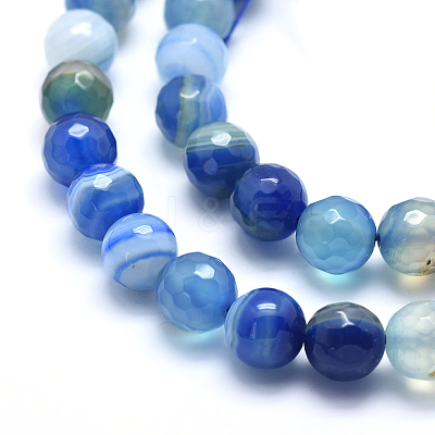 Natural Striped Agate/Banded Agate Beads G-J371-01-8mm-1