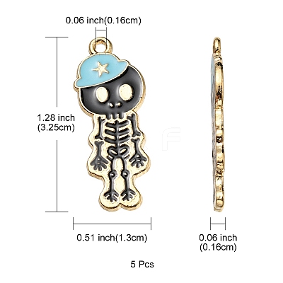 5Pcs Alloy Enamel Pendants ENAM-YW0001-49A-1