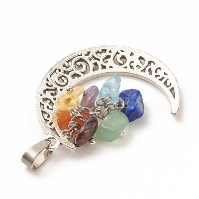 Natural Mixed Stone Pendants PALLOY-JF01487-1