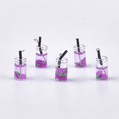 Glass Bottle Pendants X-CRES-N017-06G-1
